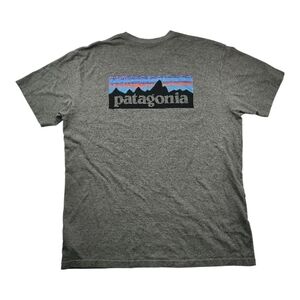 Patagonia Logo Tee Men L Gray Unisex Graphic T Shirt Outdoor Casual